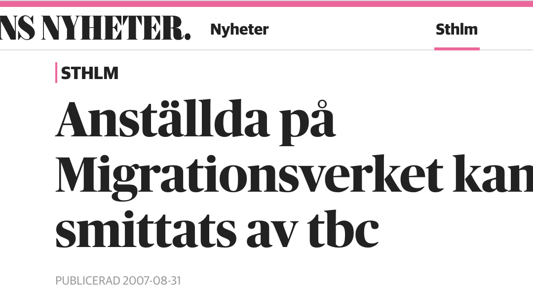 Anställda på Migrationsverkets förvarsenhet i Märsta kan ha smittats av tbc