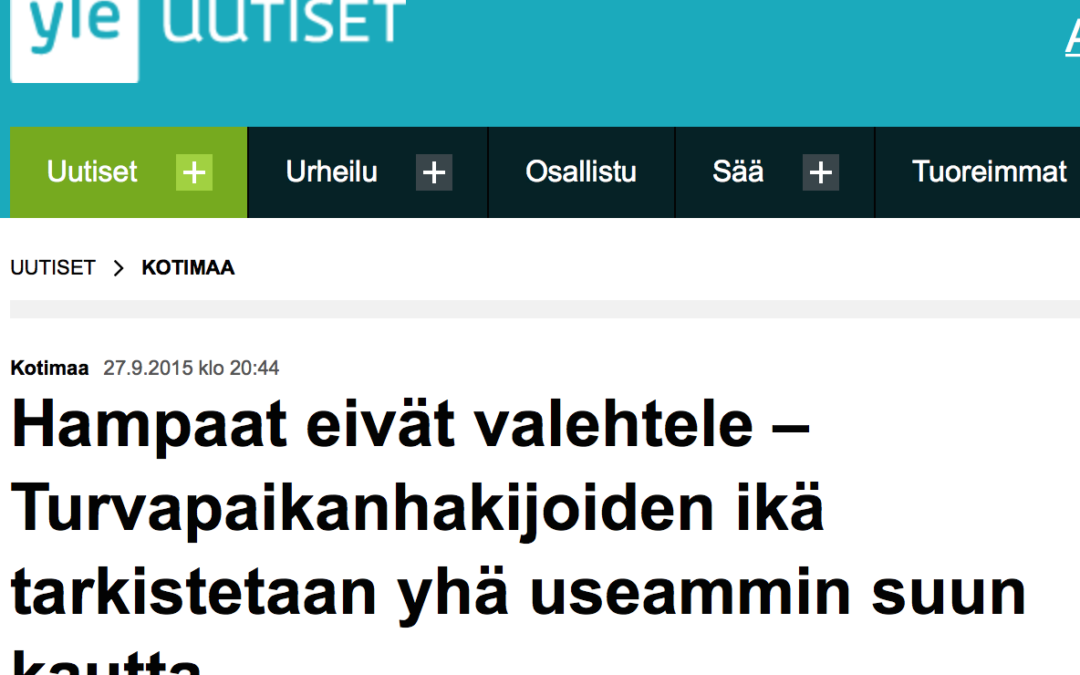 Finland. I två fall av tre visar sig den asylsökande som undersöks vara äldre än han sagt sig vara.