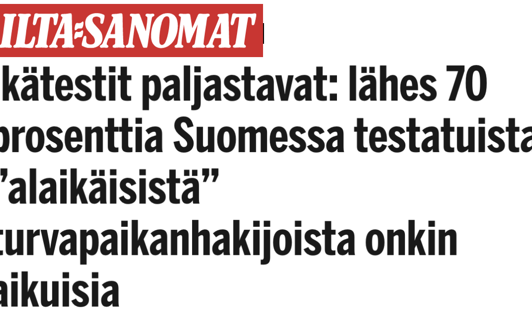 Finland. Närmare 70 procent av alla ”minderåriga” asylsökande som ålderstestats i år är vuxna