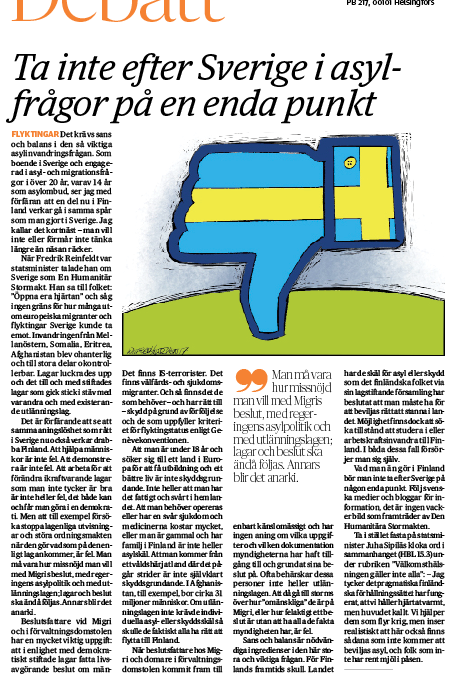 Finland. Vidare i debatten i Hufvudstadsbladet…