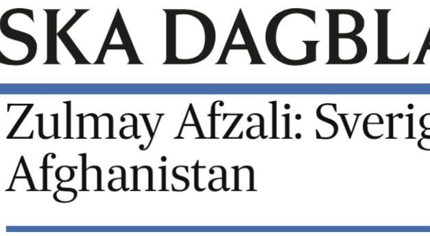 Zulmay Afzali i Svenska Dagbladet: ”Sverige är inte Afghanistan”