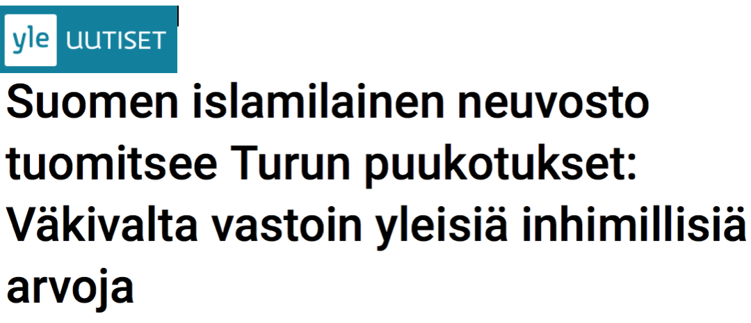 Finland. Finlands islamiska råd och Marockanernas Forum i Finland fördömer knivdåden i Åbo.