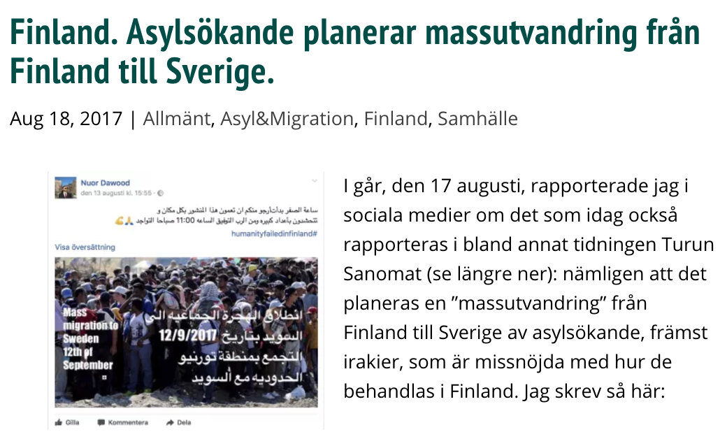 Ska nu Sverige ta ansvar också för irakier som fått avslag på sina asylansökningar i Finland?