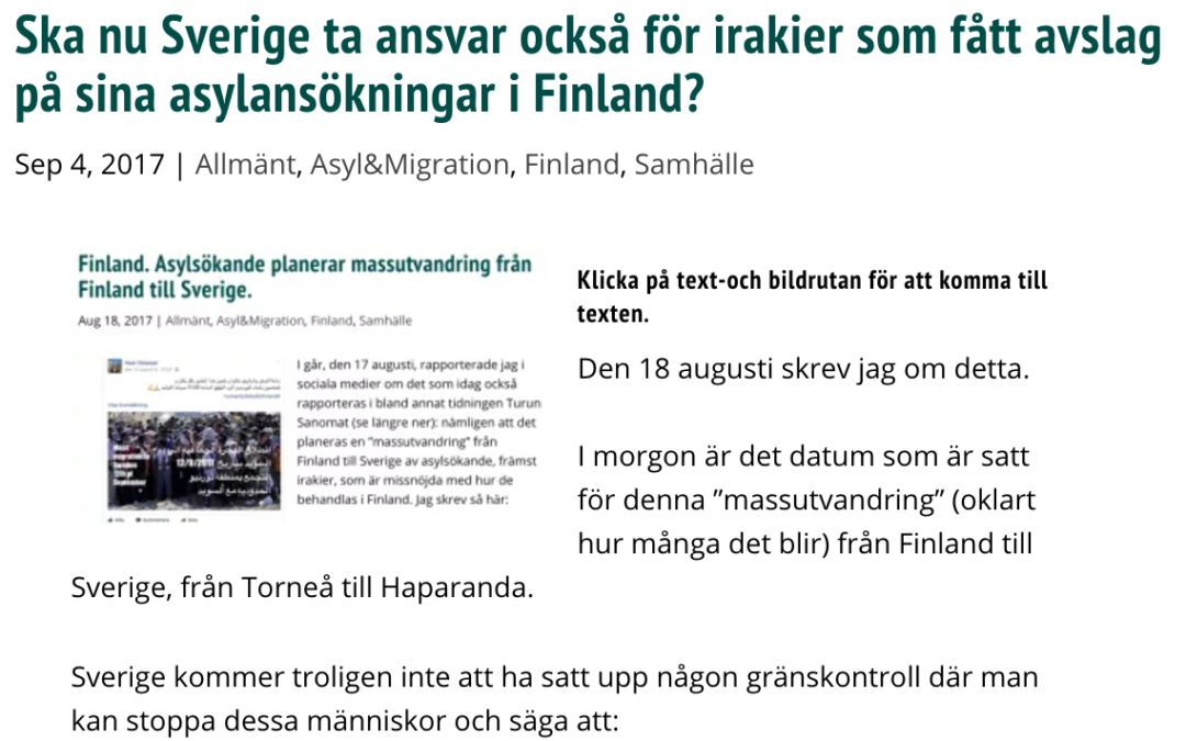 Finland. Migri: ”En person som sökt asyl i ett land men tar sig till ett annat land för att också där söka asyl, återsänds till den stat som är ansvarig enligt Dublinförordningen.”