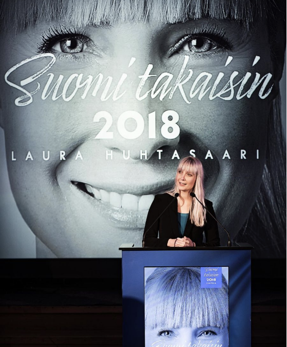 Finland. Inför presidentvalet 2018 nr 3: Laura Huhtasaari, Sannfinländarna.