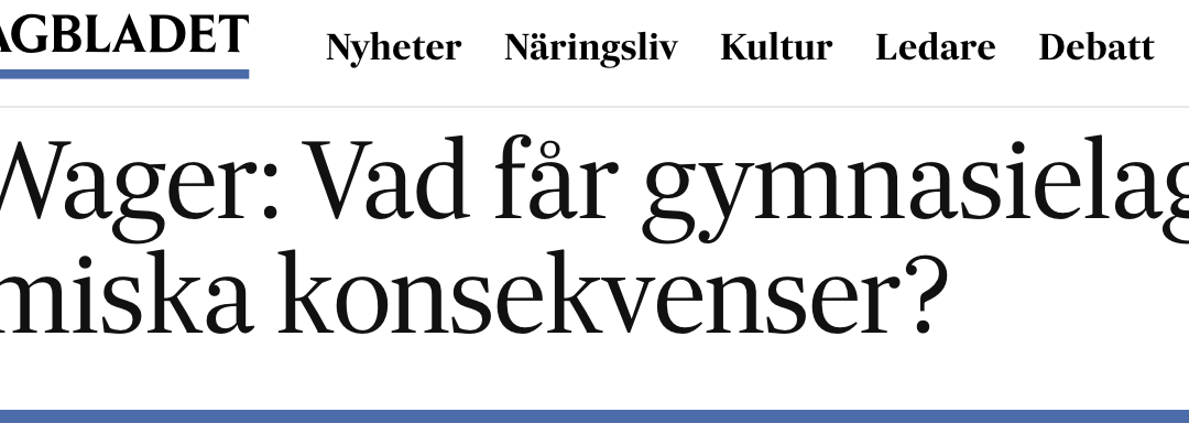 De ekonomiska konsekvenserna av den av S, MP, V och C framtvingade ”gymnasielagen” är oöverblickbara