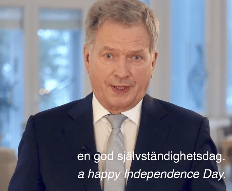 Finland. Presidentens hälsning till alla utlandsfinländare på Självständighetsdagen.