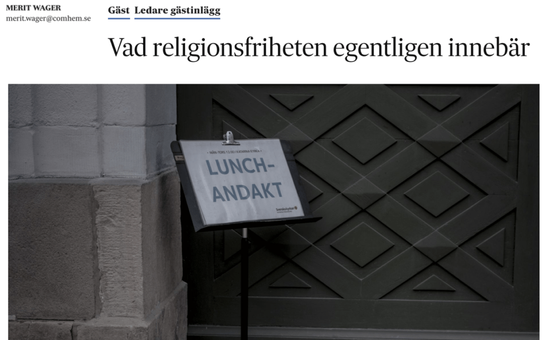 Om religionsfrihet. Om religionen som en privat och frivillig angelägenhet. Om religionsfrihetslagen.