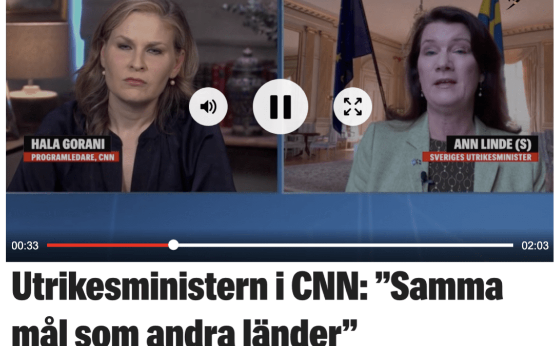 Utrikesminister Ann Linde till CNN: ”And the average person who dies is 81 years old and we have 90 % of the death is among the elderly.”