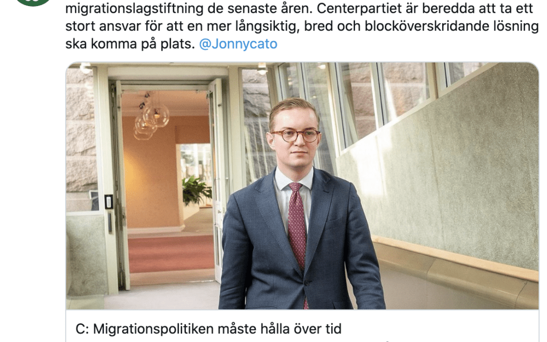 Centerpartisters lappande och lagande skadar Sverige. Lita inte ett ögonblick på dem i migrationspolitiska frågor!