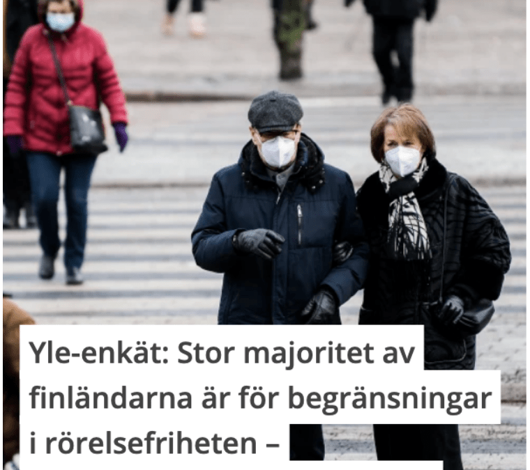 Finland. 72 procent av finländarna är för begränsningar i rörelsefriheten, enligt Yle-enkät.