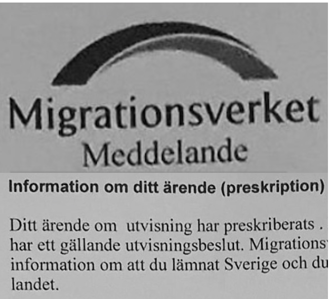 Migrationsverket till person som stannat olagligt i Sverige: ”Om du inte lämnar Sverige måste du legalisera din vistelse genom att söka uppehållstillstånd igen.”