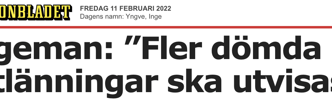 Vad menar Ygeman med att ”Vi ska ställa högre krav på att utlänningar ska etablera sig i samhället till exempel genom arbete, studier och kunskaper i det svenska språket, för att kunna undgå utvisning.”?