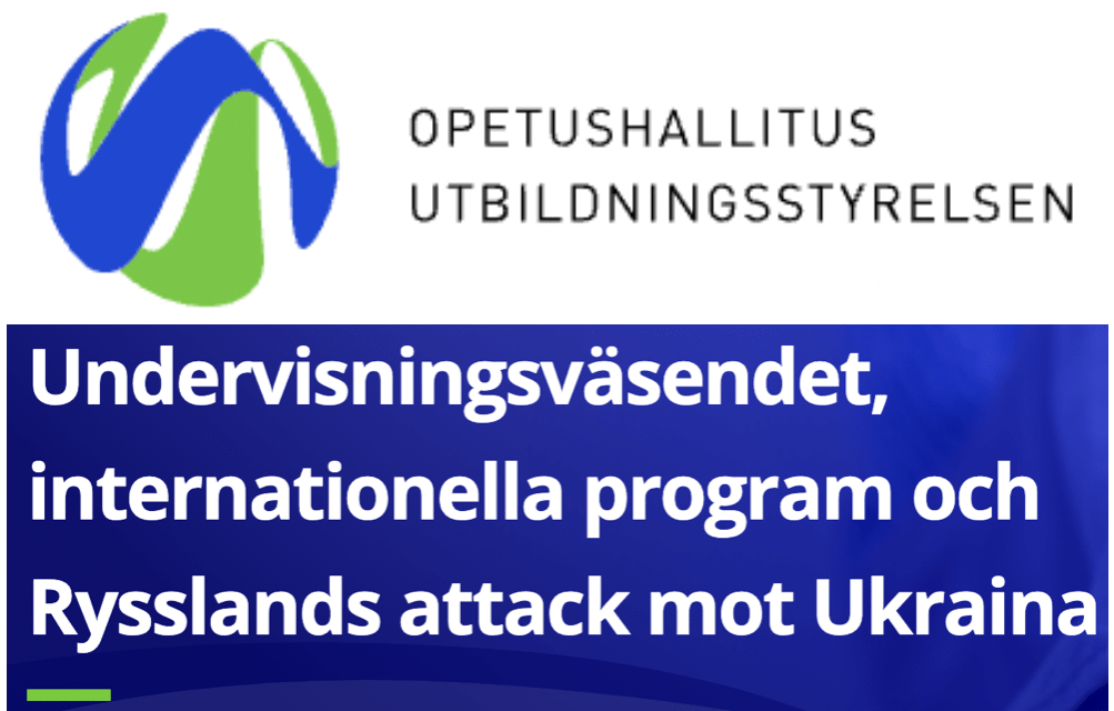 Om hur ukrainska barn och unga tas emot i skolor i Finland och om president Zelenskyjs önskan att Finland bidrar till att modernisera Ukrainas skolsystem efter kriget