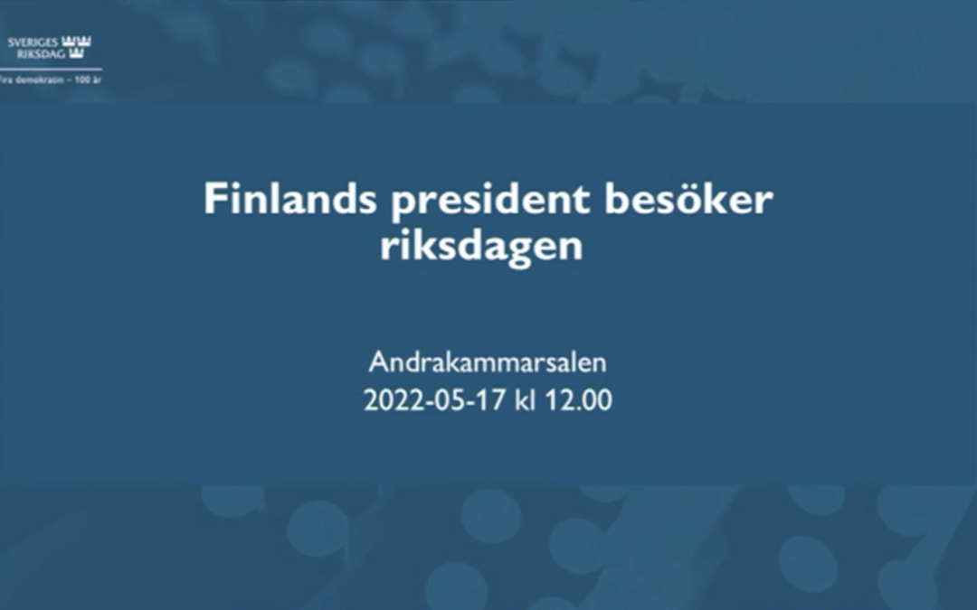 Finland. President Sauli Niinistö talade i Sveriges riksdag och höll presskonferens tillsammans med Sveriges statsminister.