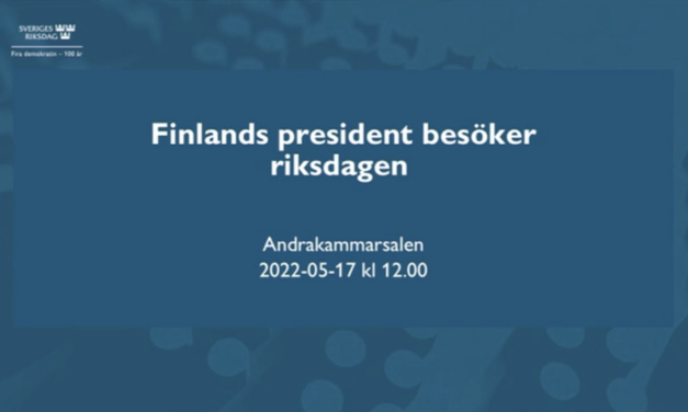 Finland. President Sauli Niinistö talade i Sveriges riksdag och höll presskonferens tillsammans med Sveriges statsminister.