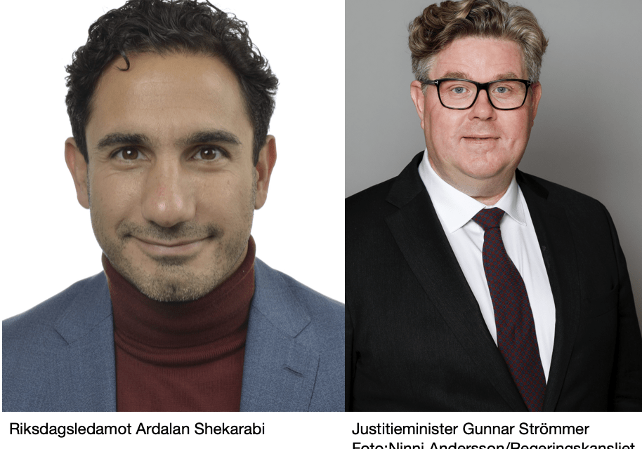 Riksdagsledamoten Ardalan Shekarabi, S, får svar av justitieminister Gunnar Strömmer, M, på Facebook om Säpos önskan om skärpta krav på underlag vid säkerhetsprövning