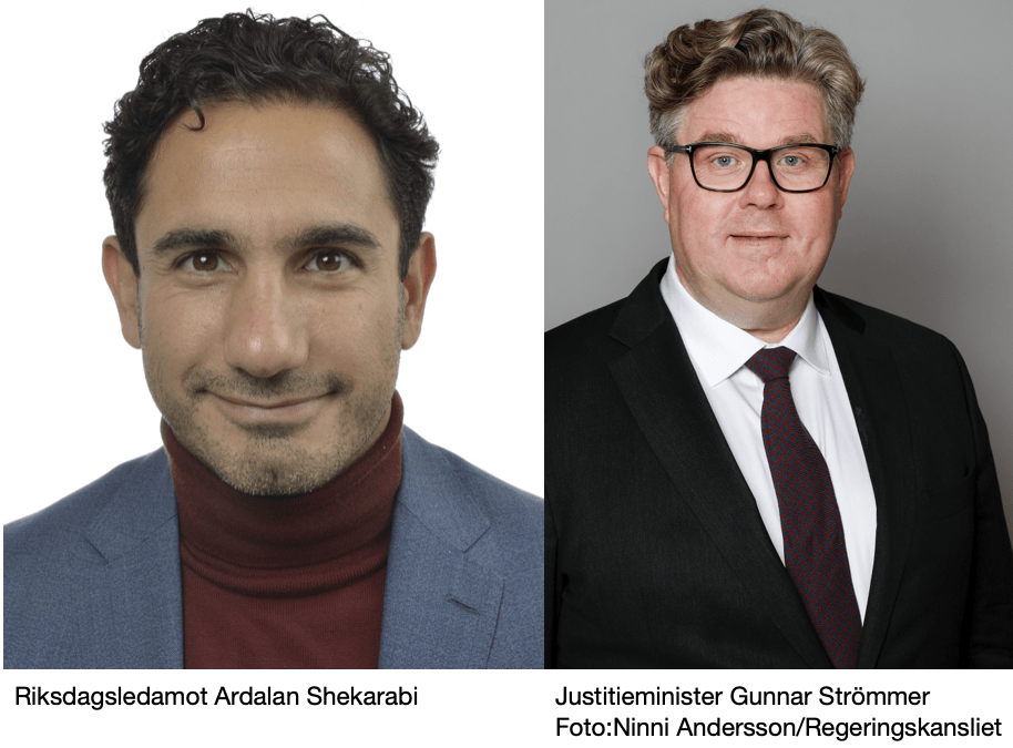 Riksdagsledamoten Ardalan Shekarabi, S, får svar av justitieminister Gunnar Strömmer, M, på Facebook om Säpos önskan om skärpta krav på underlag vid säkerhetsprövning