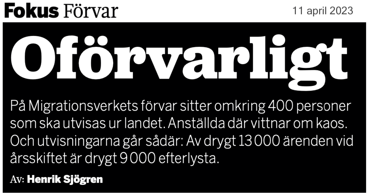 I Fokus om förvaren: ”Anställningsförfarandet är rätts­osäkert och det råder oklarheter kring personalens bakgrund eftersom säkerhetsprövningar inte görs.”