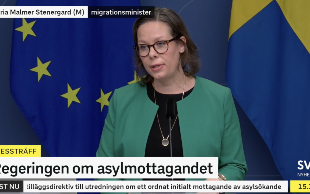 Migrationsminister Maria Malmer Stenergard om regeringens tilläggsdirektiv i den redan pågående utredningen om mottagandet av asylsökande.
