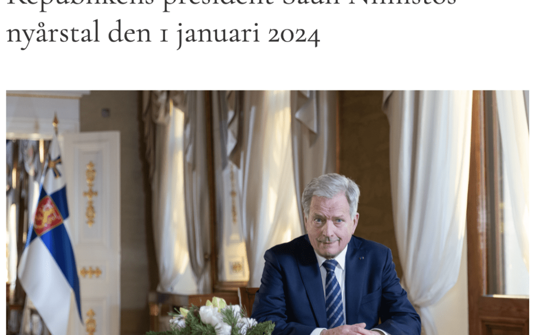 Finland. President Sauli Niinistös sista nyårstal till folket.